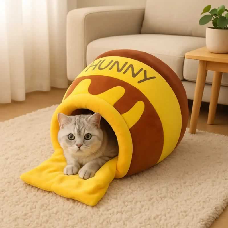 Kat ontspannen in CozyCap kattenhuis ideaal voor slaap en ontspanning